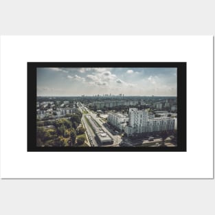 Warsaw distant city center aerial panorama Posters and Art